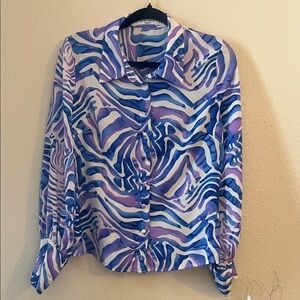 Vibrant Zebra Print Button-Down Shirt